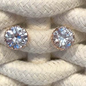 Rose gold and rhinestone large stud earrings